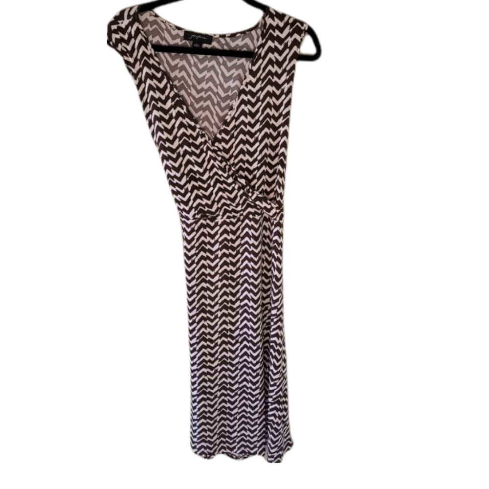 Josephine brown and cream sleeveless dress.